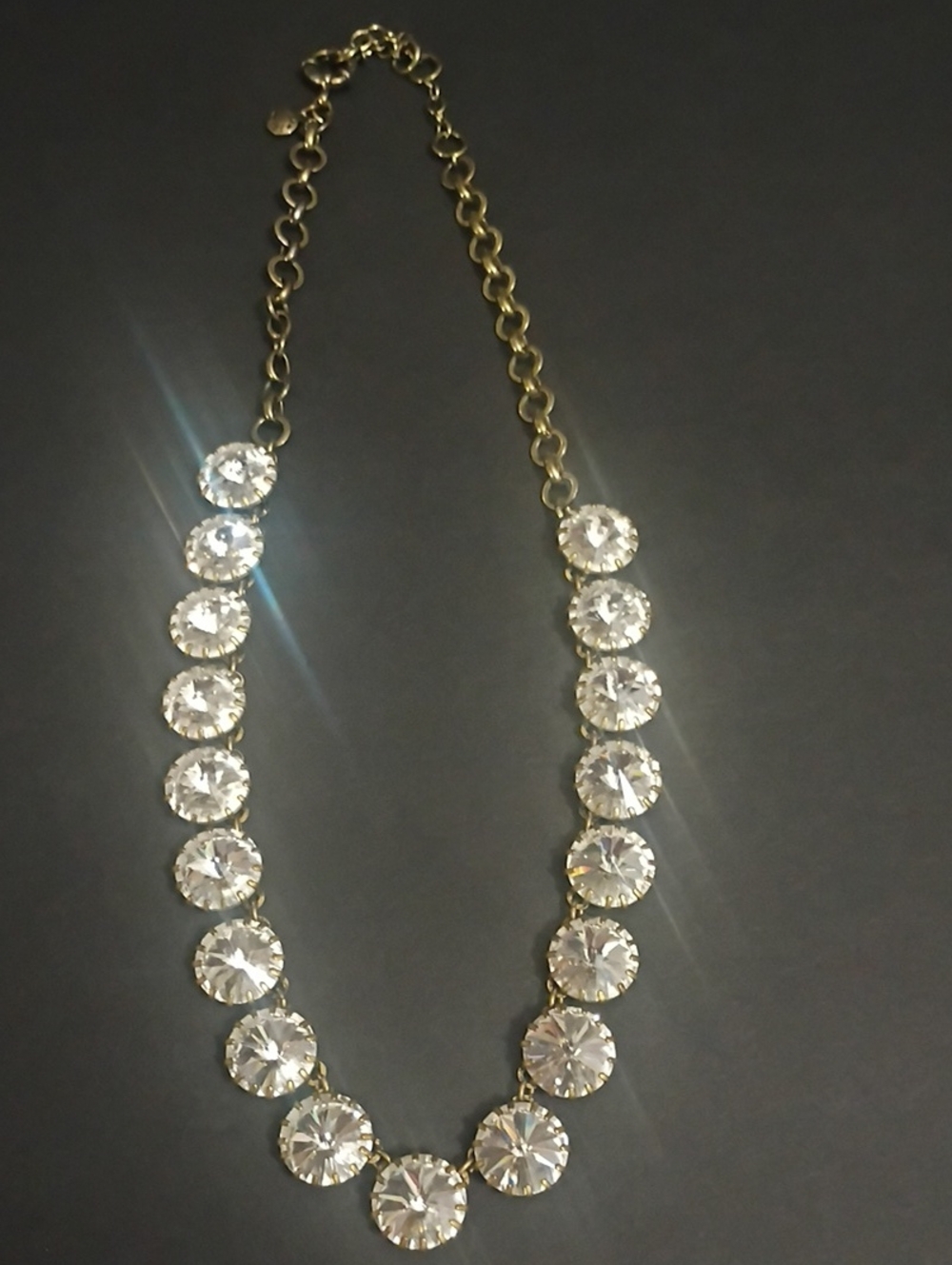 Vintage JCrew Gold-Tone Clear Crystal Statement Necklace